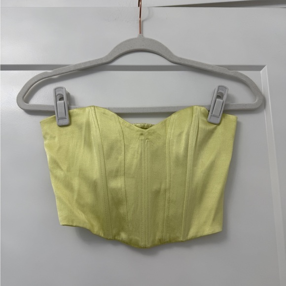 Zara Yellow/Lime Green Sleeveless Bustier Crop Top - Picture 1 of 4